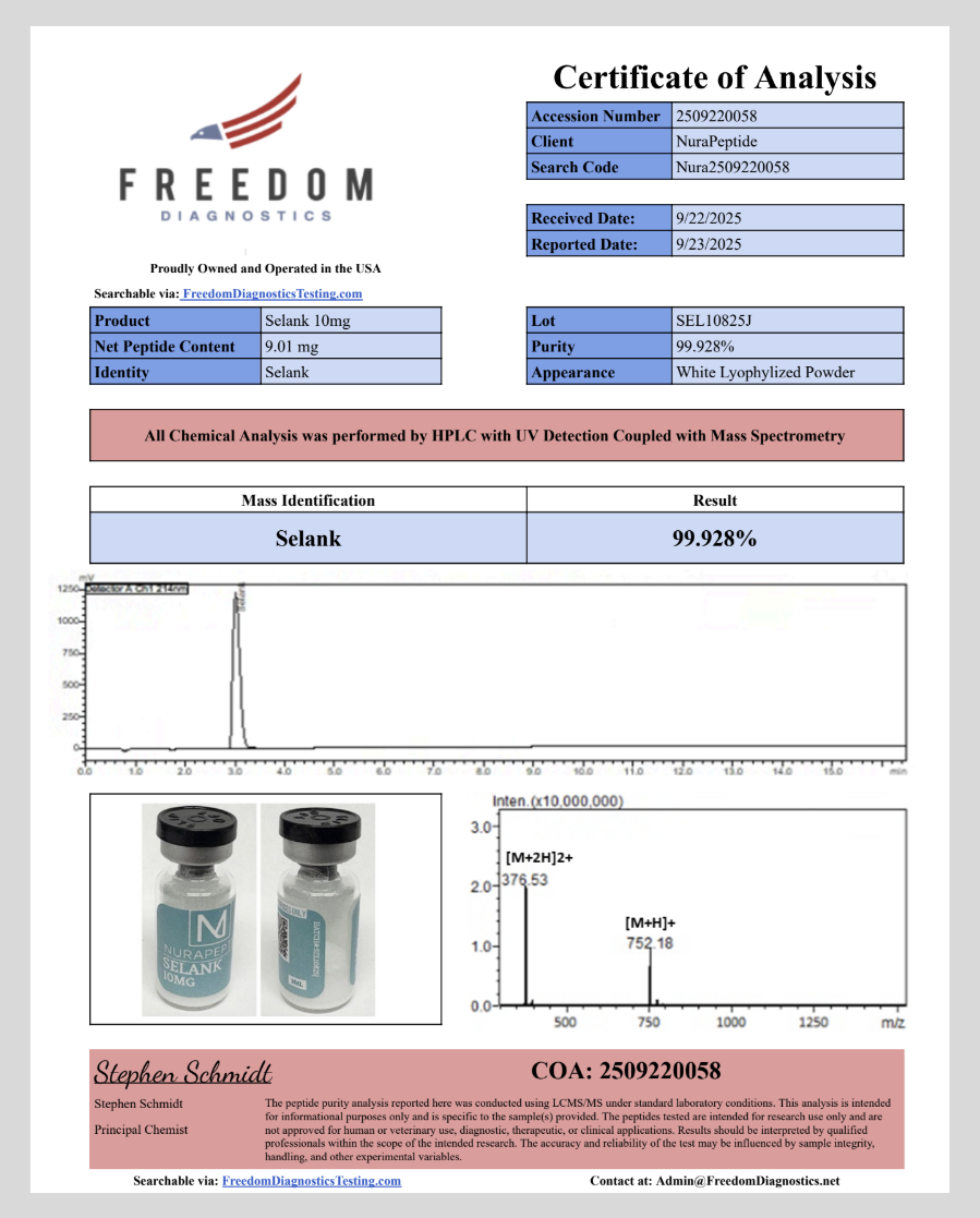 Selank 10MG - Nasal Solution - Analytical Laboratory Reagent - Image 3